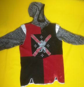 Kids Costumes to Hire - Medieval Knight Bib - (silver, red, black)